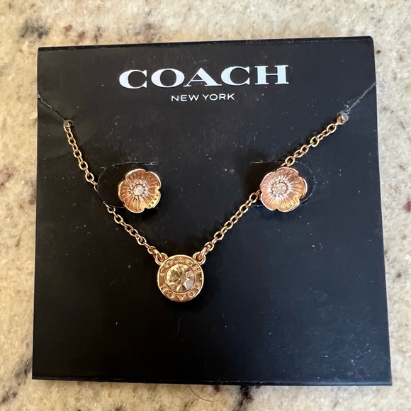 Nee Coach Earring and Necklace set in rose gold - Picture 1 of 3